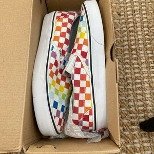 Rainbow checkerboard Classic Slip-on Vans